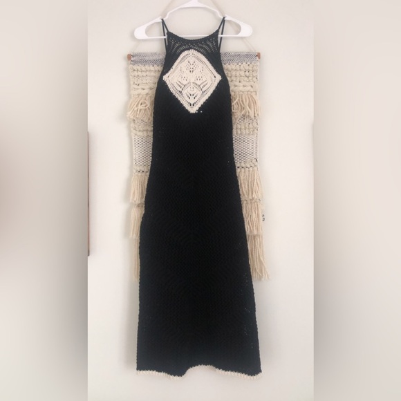 NWT ZARA Crochet Knit Tank Midi Dress Black White Blogger Favorite Small - Picture 4 of 6